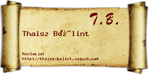 Thaisz Bálint névjegykártya